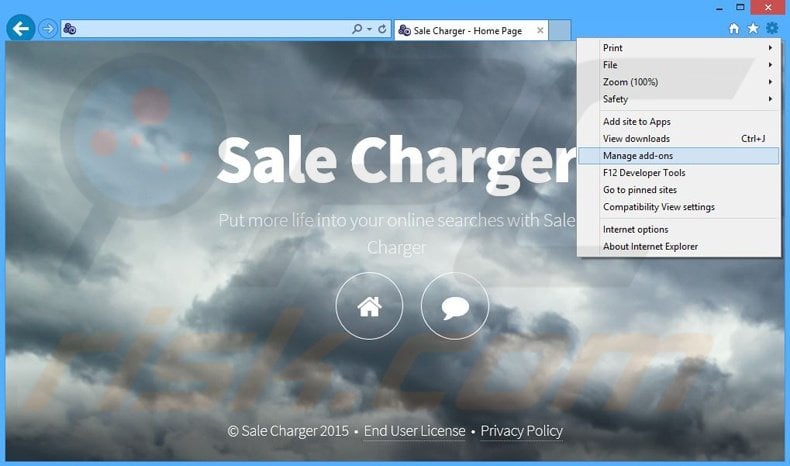 Suppression des publicités Sale Charger dans Internet Explorer étape 1