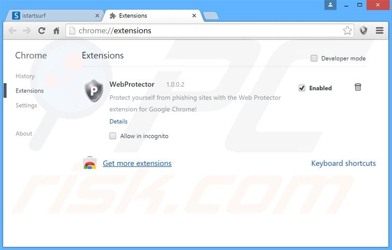 Removing search.webssearches.com related Google Chrome extensions