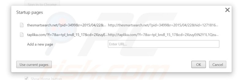 Suppression de la page d'accueil de thesmartsearch.net dans Google Chrome 