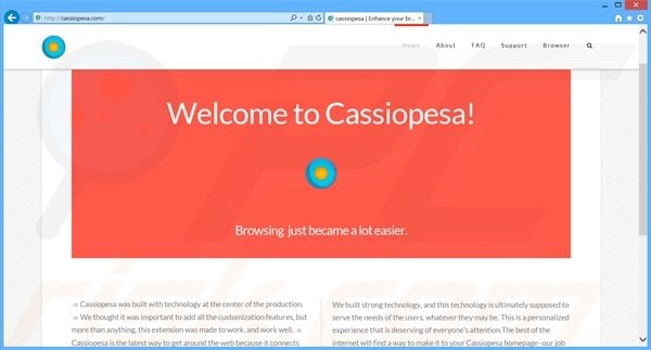 Site web faisant la promotion de Cassiopesa.com 