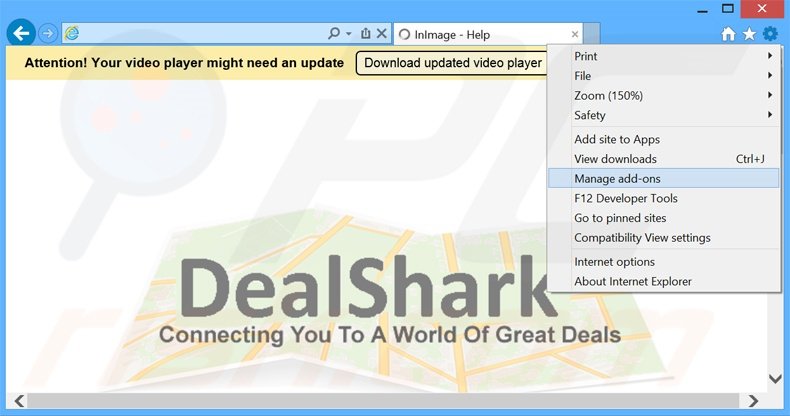 Suppression des publicités DealShark dans Internet Explorer étape 1