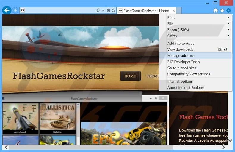 Suppression des publicités FlashGamesRockstar dans Internet Explorer étape 1