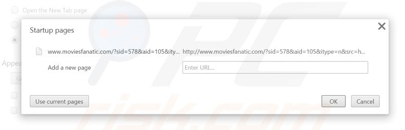 Suppression de la page d'accueil de moviesfanatic.com dans Google Chrome 