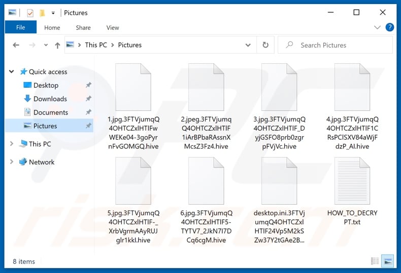Fichiers chiffrés par le ransomware Hive (extension .hive)