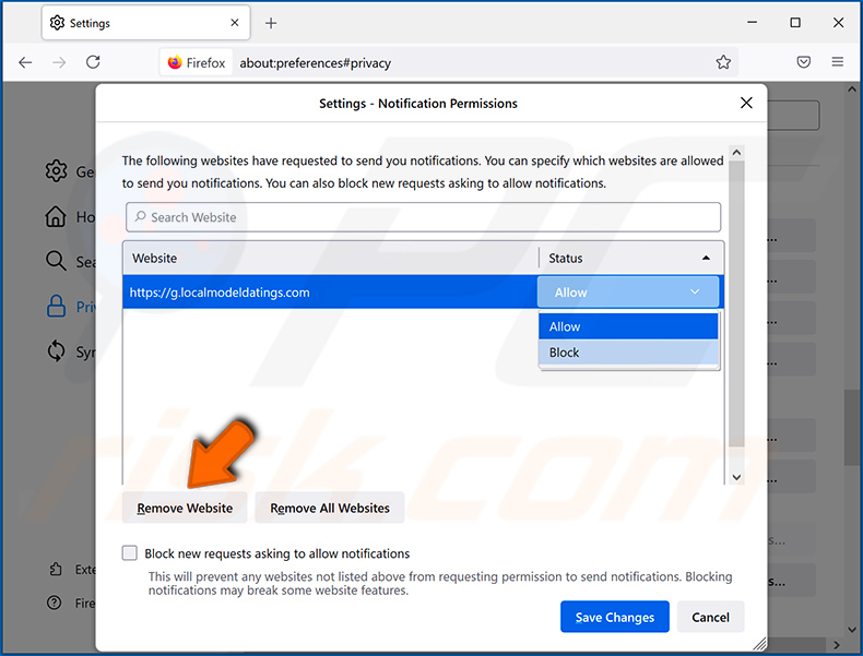 Désactiver les notifications du navigateur dans le navigateur Web Mozilla Firefox (Android)