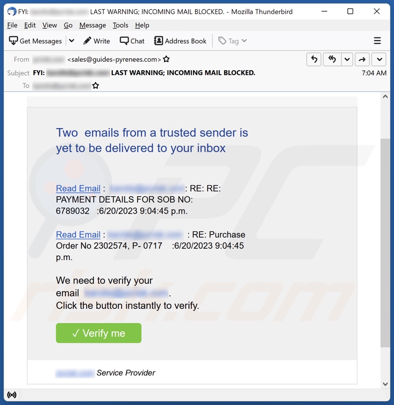 Emails From A Trusted Sender email spam campagne