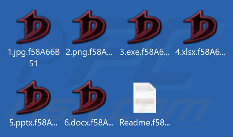 Fichiers cryptés par le ransomware DoNex (identifiant de la victime comme extension)
