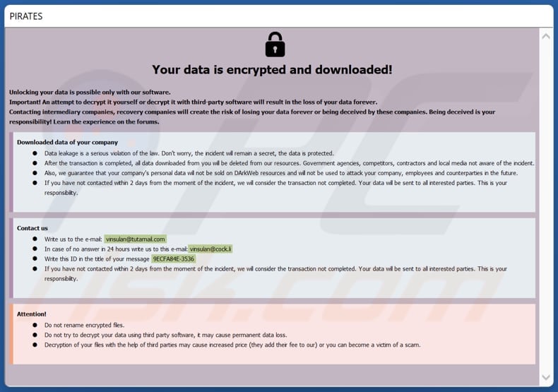 Note de rançon dans la fenêtre contextuelle du ransomware Dzen (info.hta)