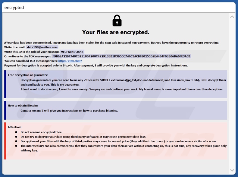FORCE ransomware note de rançon (info.hta)