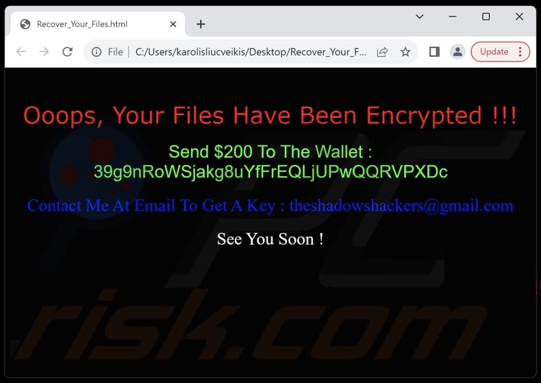 BlackSkull fichier texte du ransomware (Recover_Your_Files.html)