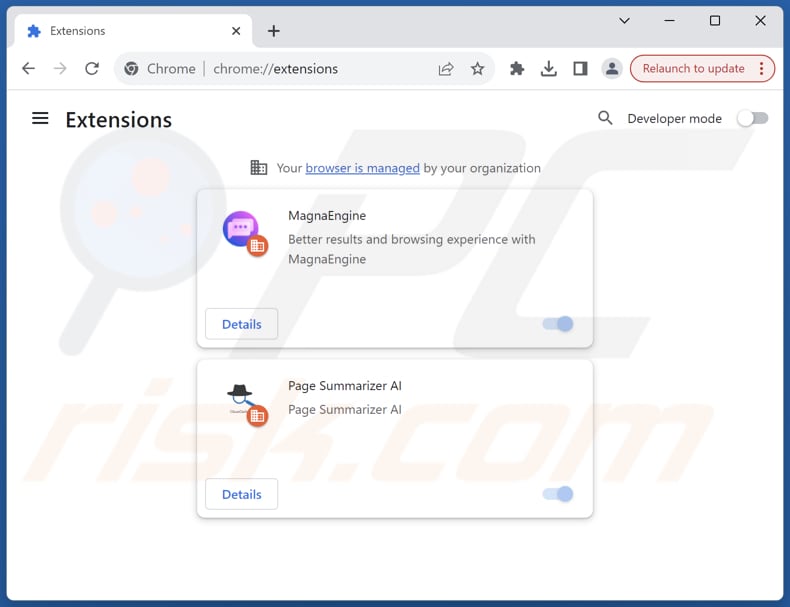 Suppression des extensions Google Chrome liées à magnasearch.org