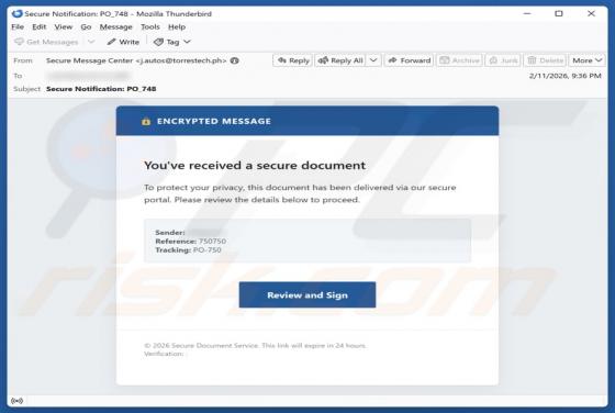 E-mail frauduleux You\'ve Received A Secure Document