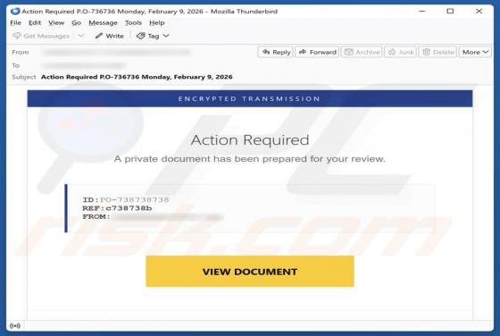 E-mail frauduleux Private Document Has Been Prepared