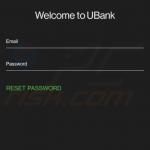 Fausse fenêtre de connexion UBank affichée par le malware FluBot