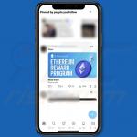 X publication (tweet) faisant la promotion de l'arnaque Ethereum (ETH) Reward Program 2