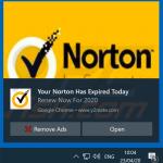 Arnaque pop-up de l'abonnement Norton a expiré aujourd'hui promue via les notifications du navigateur (exemple 1)