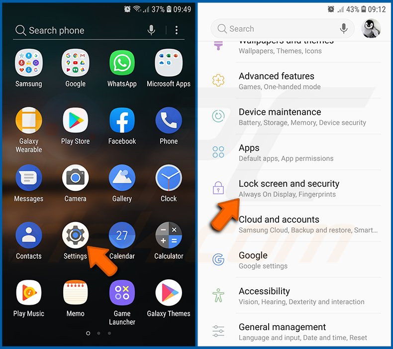 Disabling Android applications that have administrator privileges (step 1)