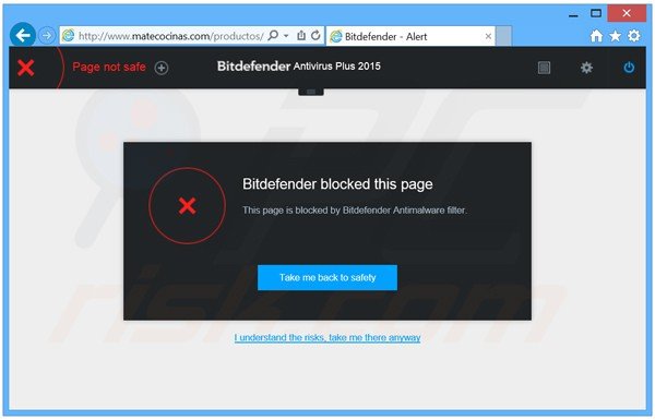 Bitdefender Antivirus Plus 2015 bloquant les sites web malicieux