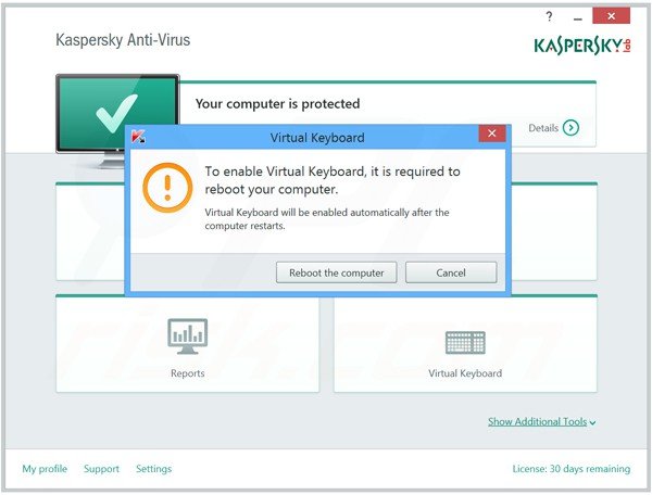Clavier virtuel de kaspersky antivirus 2015 