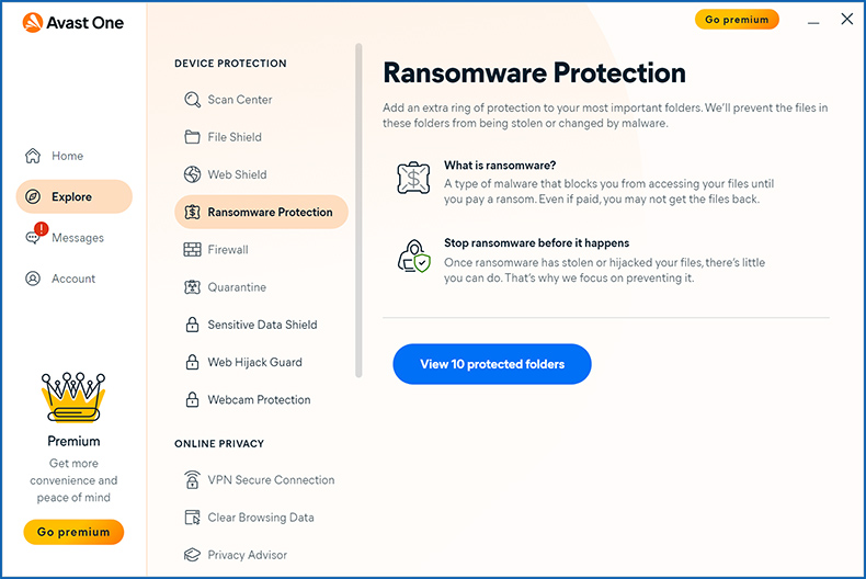 Protection contre les rançongiciels Avast One