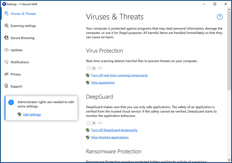 Protection contre les virus et les menaces F-Secure Anti-Virus