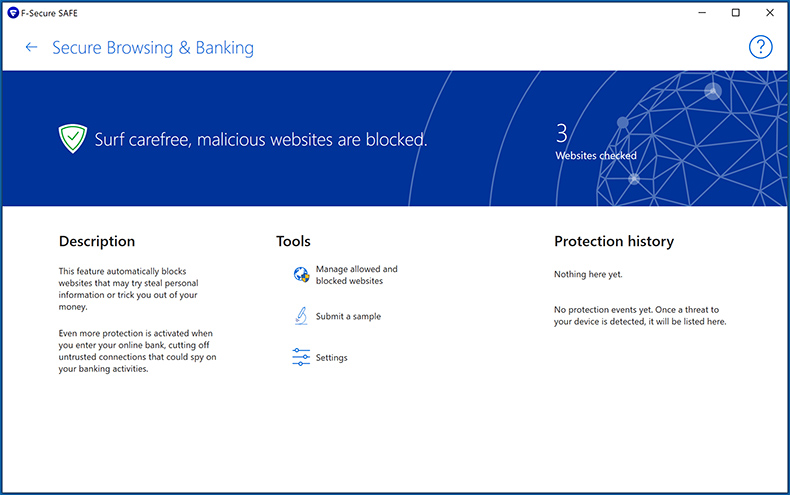 F-Secure Anti-Virus navigation et opérations bancaires sécurisées