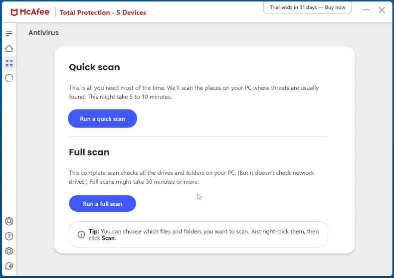 Apparence de McAfee AntiVirus Plus (GIF)