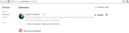 barre d'outils babylon dans google chrome