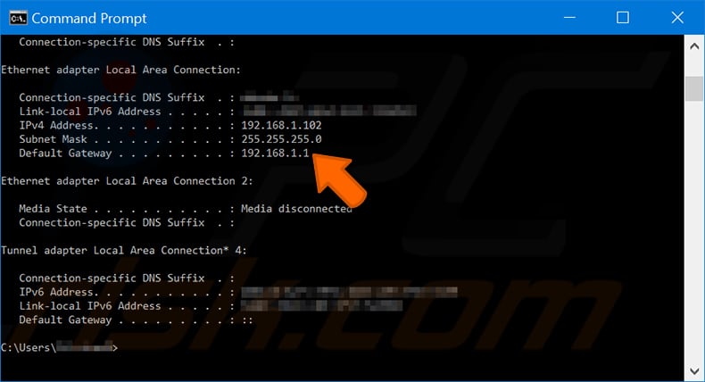 trouver votre connexion au réseau local de l'adaptateur ethernet de l'adresse IP