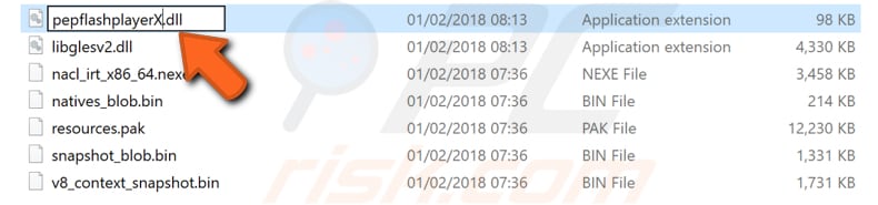 renommer le fichier pepflashplayer.dll 