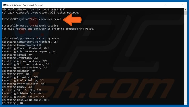 réinitialiser tcp/ip étape 1