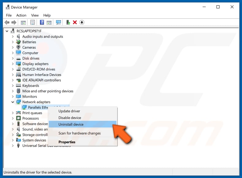 désinstaller le pilote de l'adaptateur sans fil étape 2