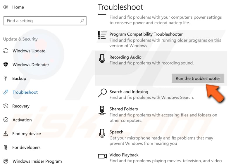 exécuter l'étape 2 de l'utilitaire de résolution des problèmes Windows