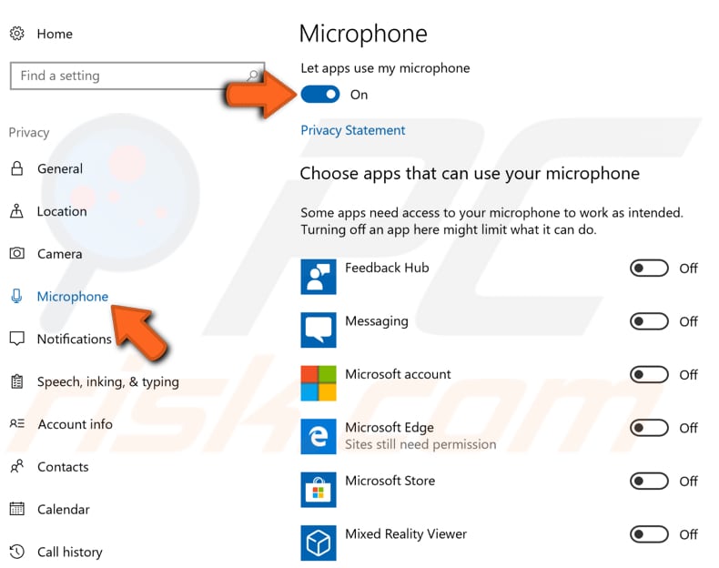 assurez-vous que le microphone est activé étape 2