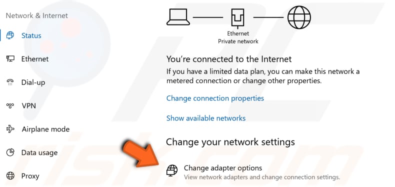 vérifier les options de l'adaptateur étape 2