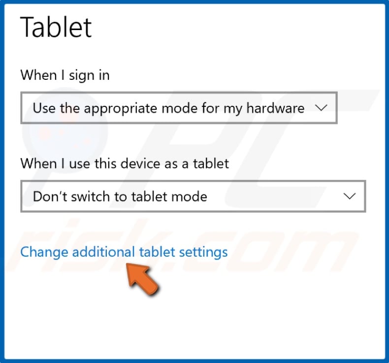 Cliquez sur Modifier les paramètres supplémentaires de la tablette