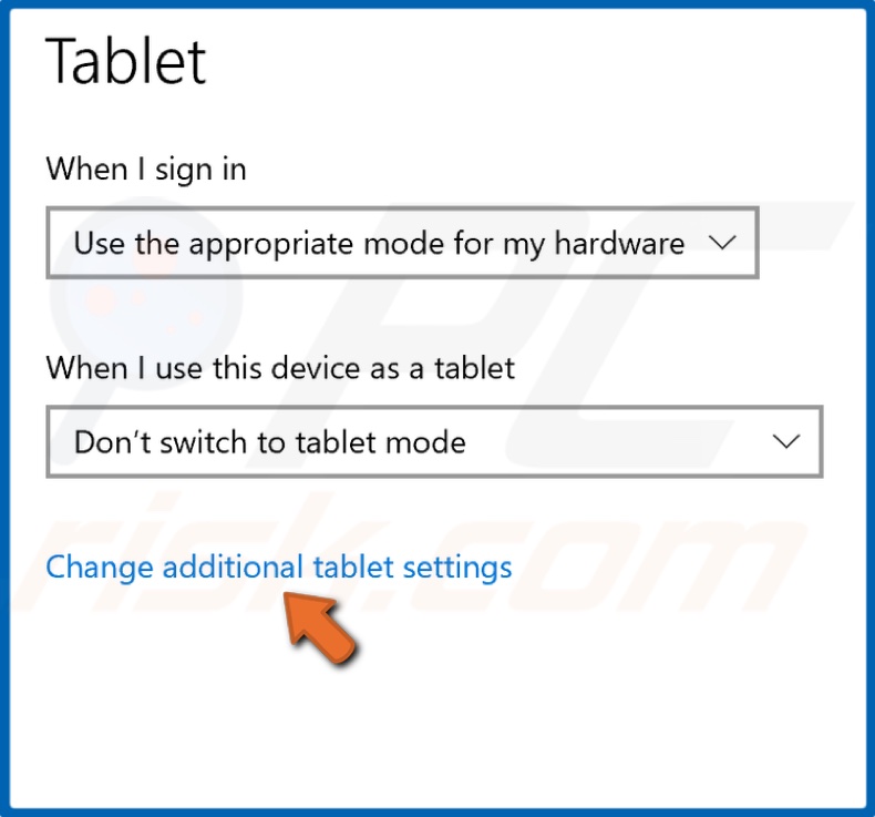 Cliquez sur Modifier les paramètres supplémentaires de la tablette