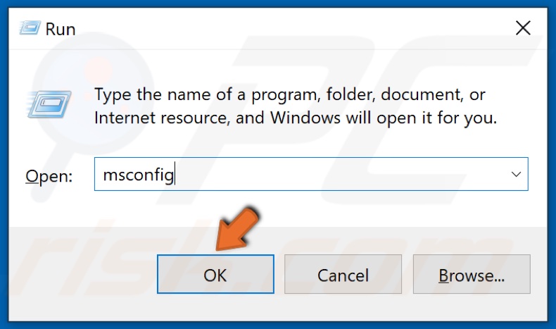 Tapez MSConfig dans Exécuter et cliquez sur OK