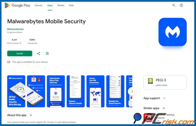 Malwarebytes sur Google Play