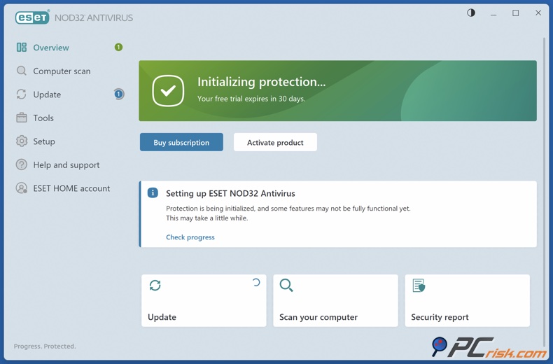 Tableau de bord ESET