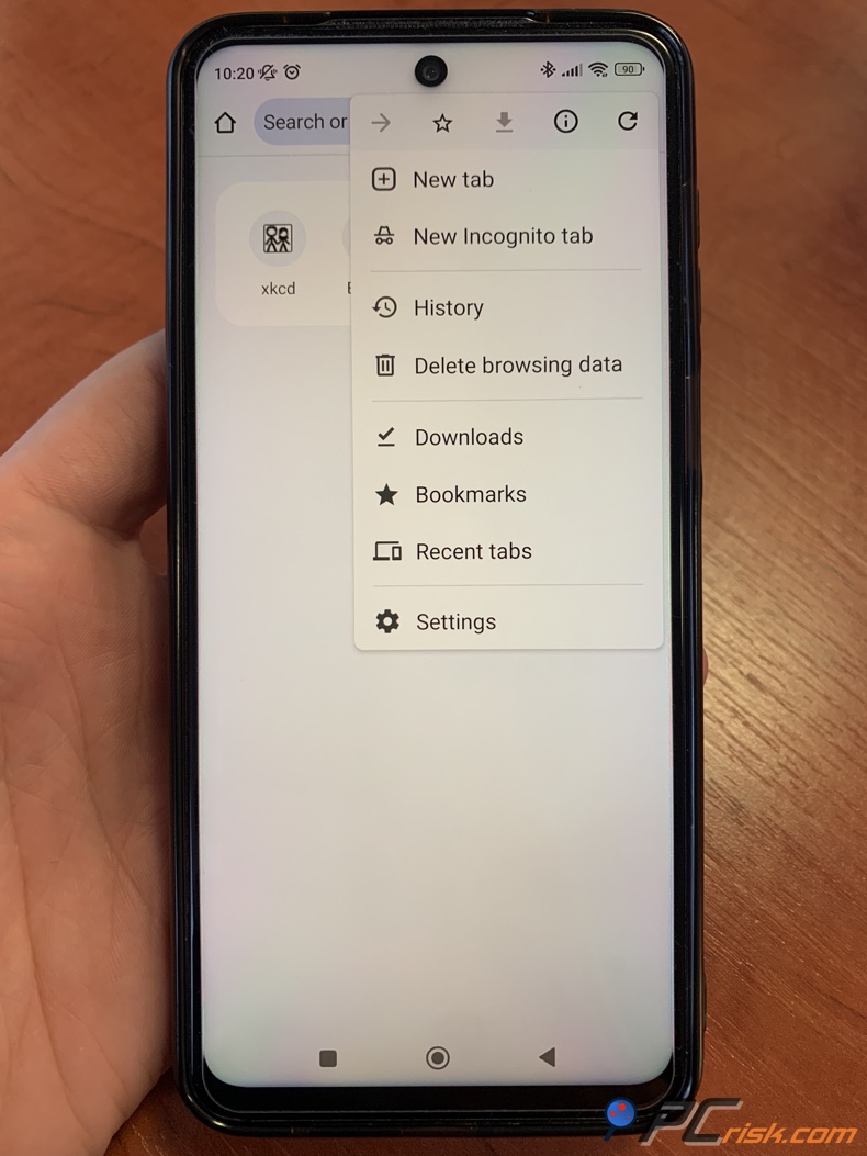 menu Adblock Browser APB sur Android