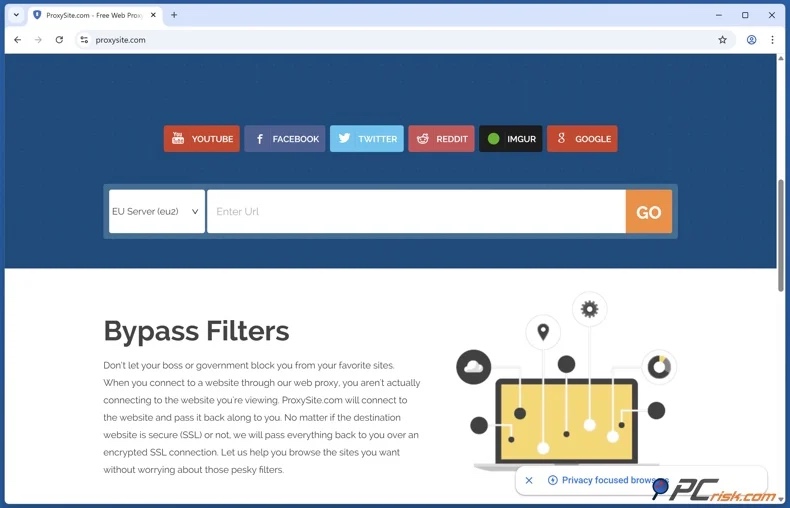 Page d'accueil du site proxy