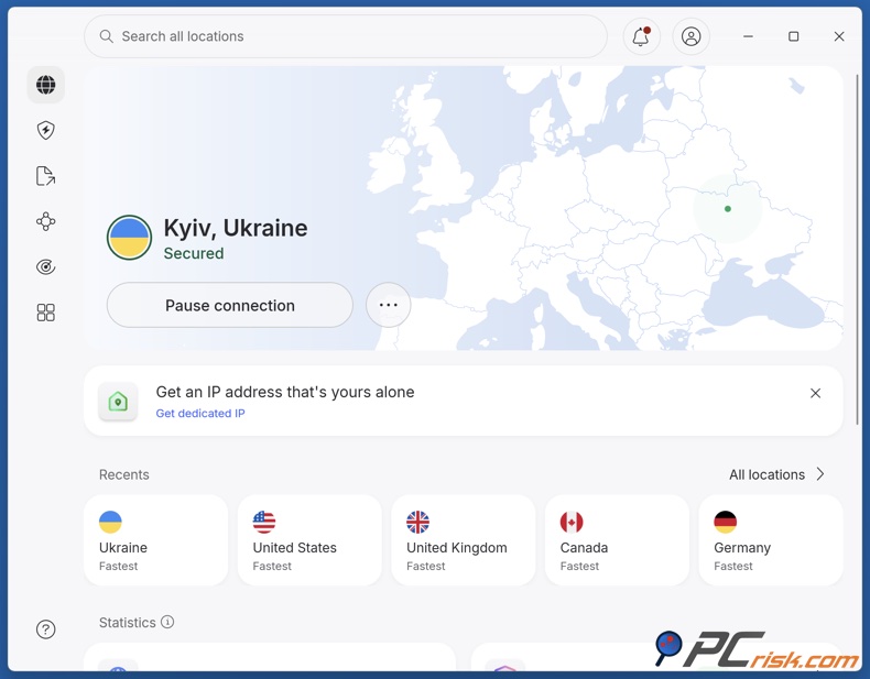 NordVPN connecté à l'Ukraine