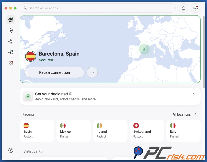 NordVPN connecté à l'Espagne