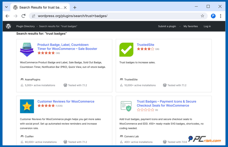 Extensions de badges de confiance sur WordPress