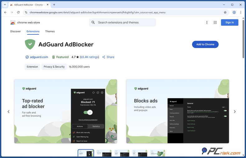 Extension de navigateur AdGuard