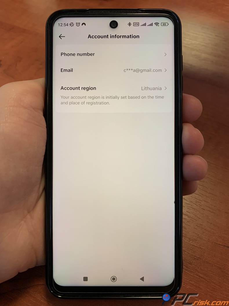 Informations du compte TikTok