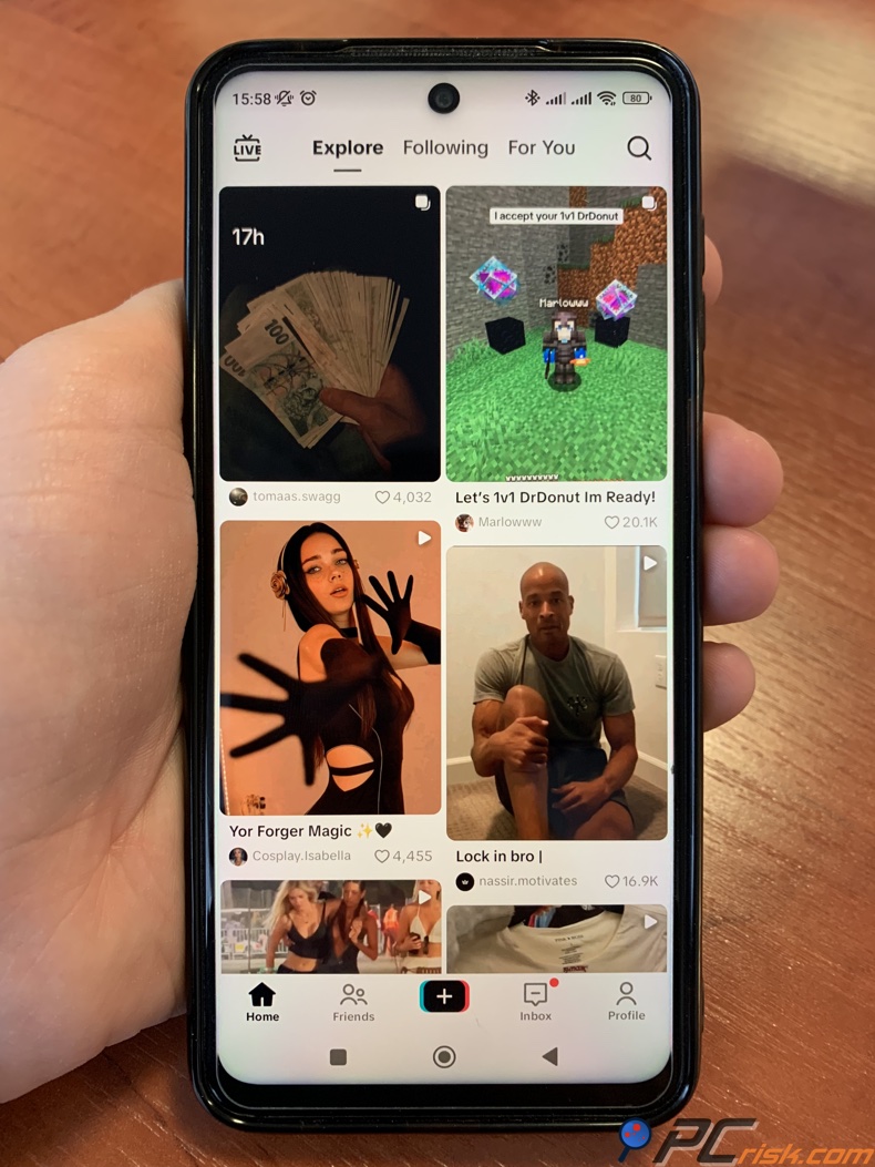 Fenêtre Explorer de TikTok