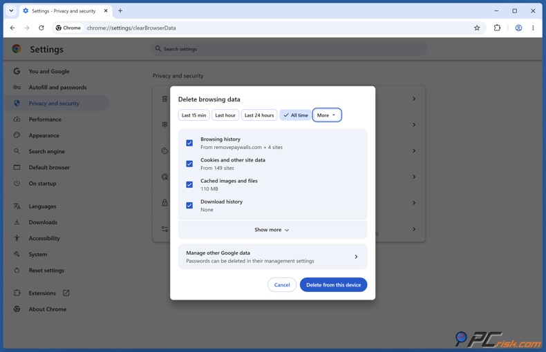 Effacer les cookies et le cache du navigateur pour contourner les paywalls
