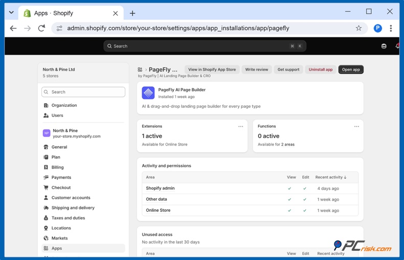 Autorisations des applications Shopify